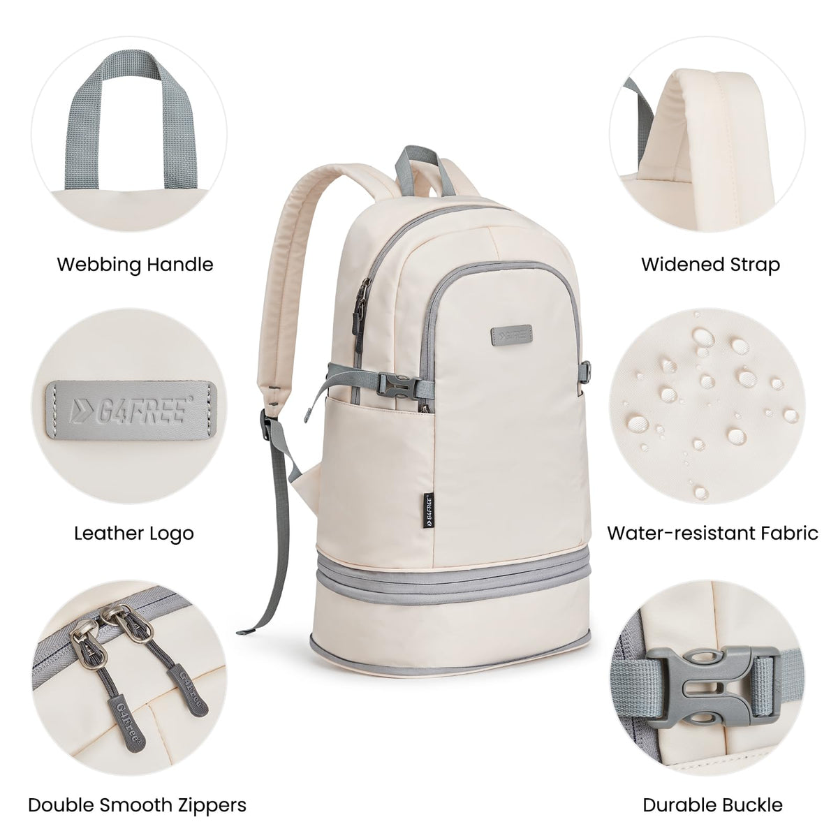 G4Free - G4Free Gym Backpack For Women with Shoes Compartment & Wet Pocket -TN23B238D-TN23B238A-TN23B238B-TN23B238C