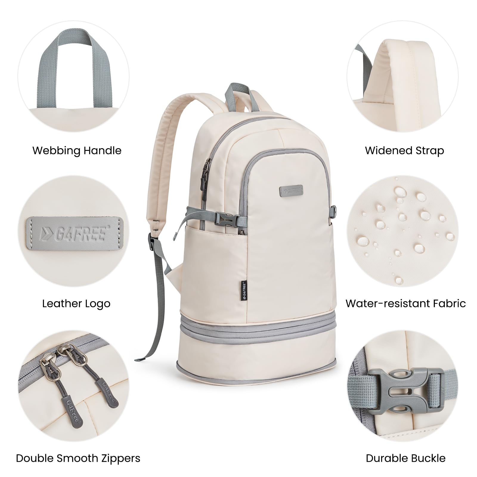 G4Free - G4Free Gym Backpack For Women with Shoes Compartment & Wet Pocket -TN23B238D-TN23B238A-TN23B238B-TN23B238C