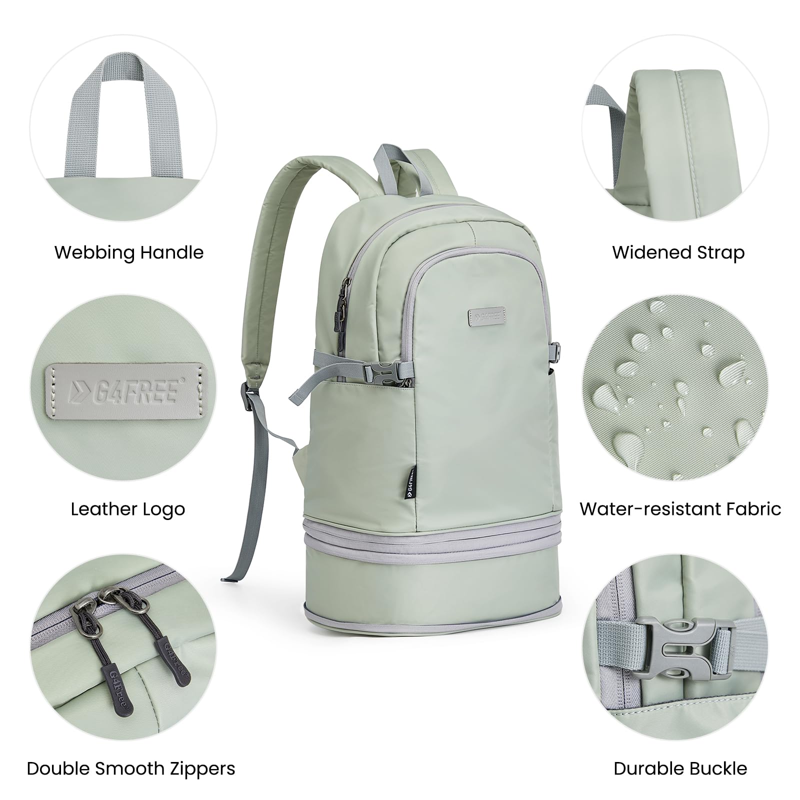 G4Free - G4Free Gym Backpack For Women with Shoes Compartment & Wet Pocket -TN23B238D-TN23B238A-TN23B238B-TN23B238C