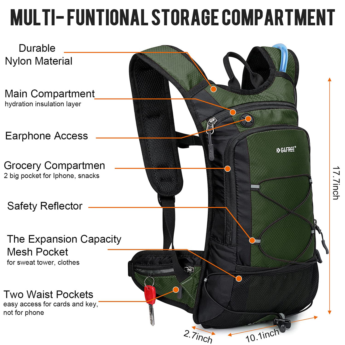 G4Free - G4Free Insulated Hydration Backpack Pack with 2L BPA -D02V741A-D02V741B-D02V741E