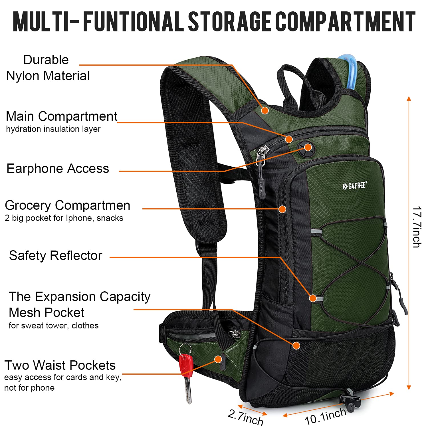 G4Free - G4Free Insulated Hydration Backpack Pack with 2L BPA -D02V741A-D02V741B-D02V741E