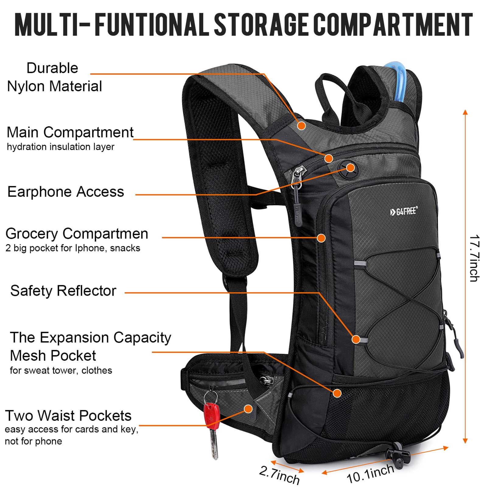 G4Free - G4Free Insulated Hydration Backpack Pack with 2L BPA -D02V741A-D02V741B-D02V741E
