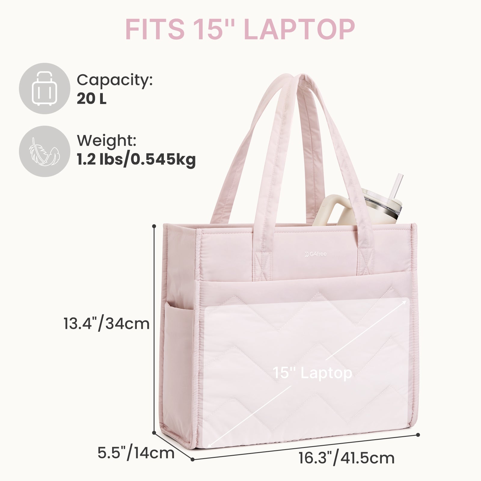 G4Free - G4Free Lightweight Quilted Tote with Laptop Compartment -TN25B591A-TN25B591B-TN25B591C-TN25B591D