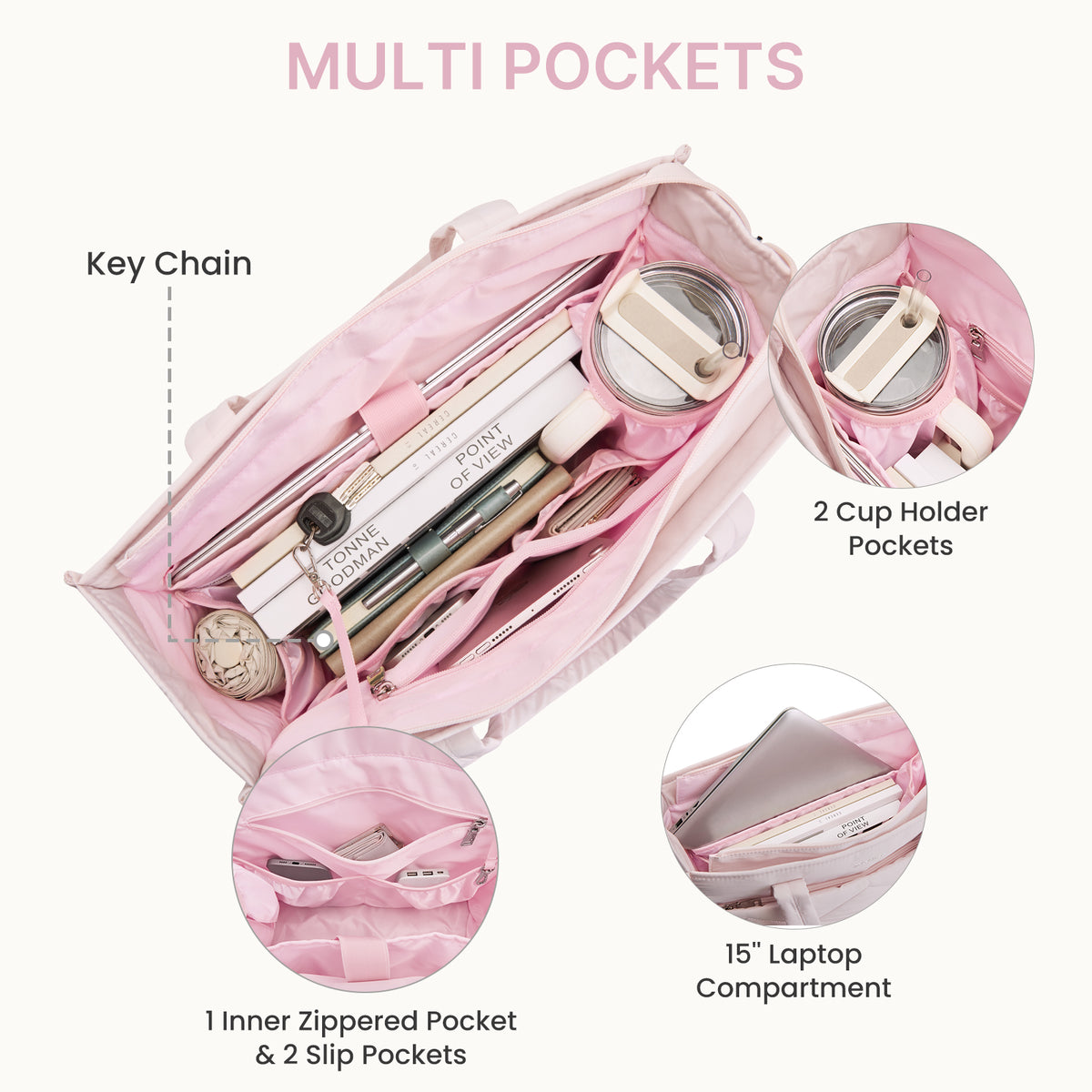 G4Free - G4Free Lightweight Quilted Tote with Laptop Compartment -TN25B591A-TN25B591B-TN25B591C-TN25B591D