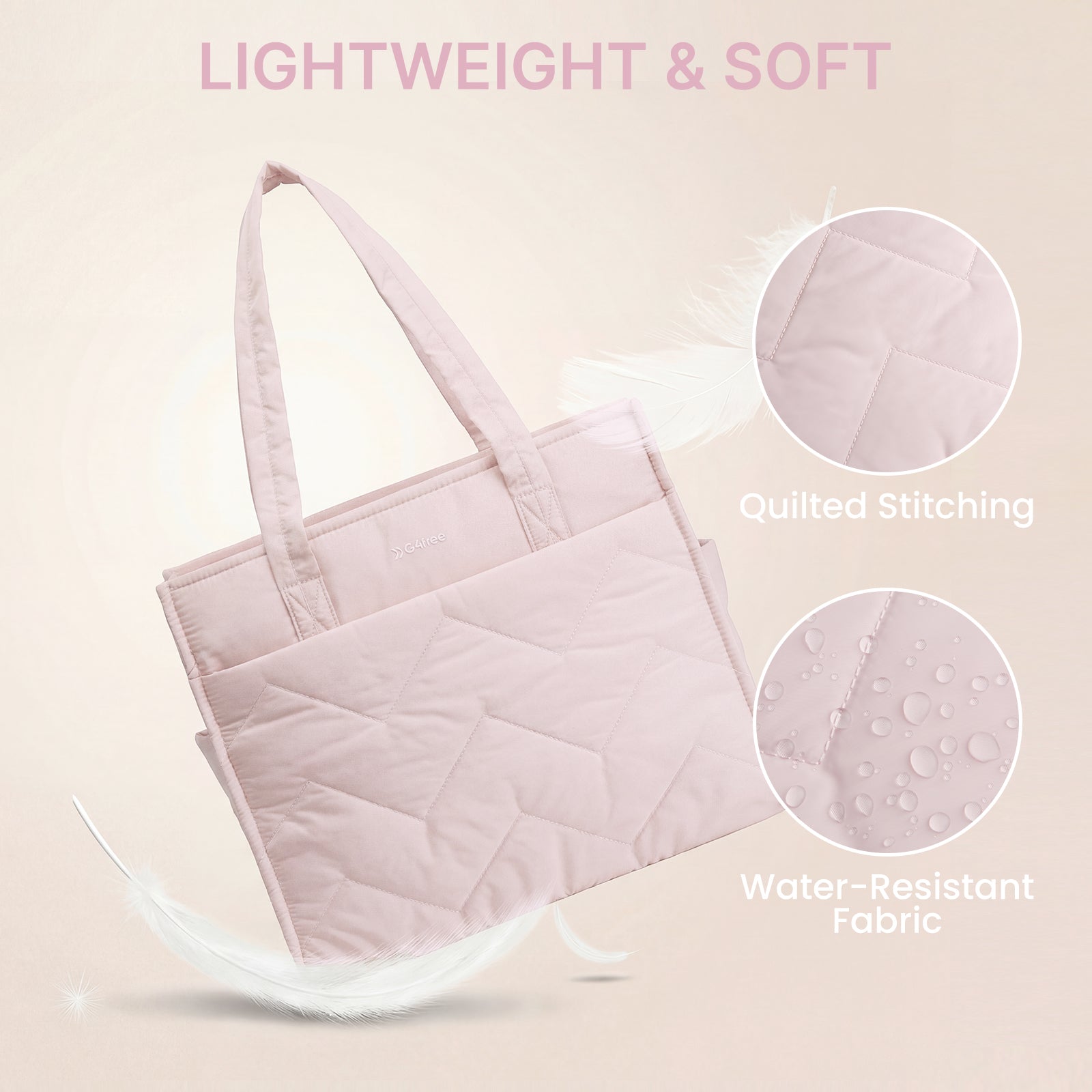 G4Free - G4Free Lightweight Quilted Tote with Laptop Compartment -TN25B591A-TN25B591B-TN25B591C-TN25B591D