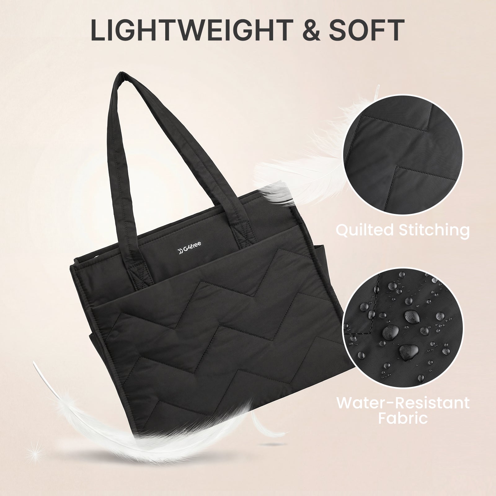 G4Free - G4Free Lightweight Quilted Tote with Laptop Compartment for Work & Travel -TN25B591A-TN25B591B-TN25B591C-TN25B591D
