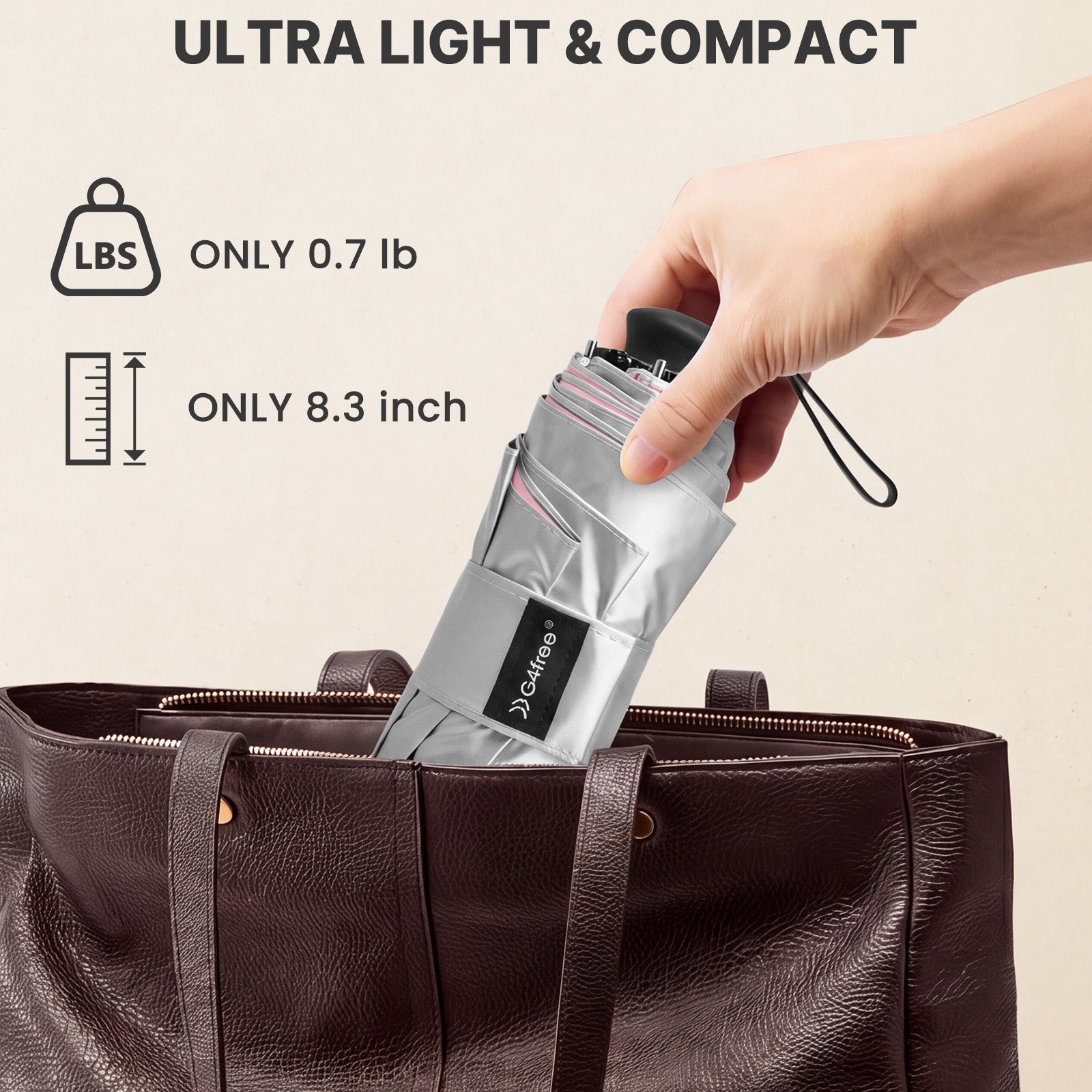 G4Free - G4Free Mini Travel Umbrella with Retractable Handle – UPF 50+ for Sun & Rain -TN26A621A-TN26A621B-TN26A621C-TN26A621D-TN26A621E