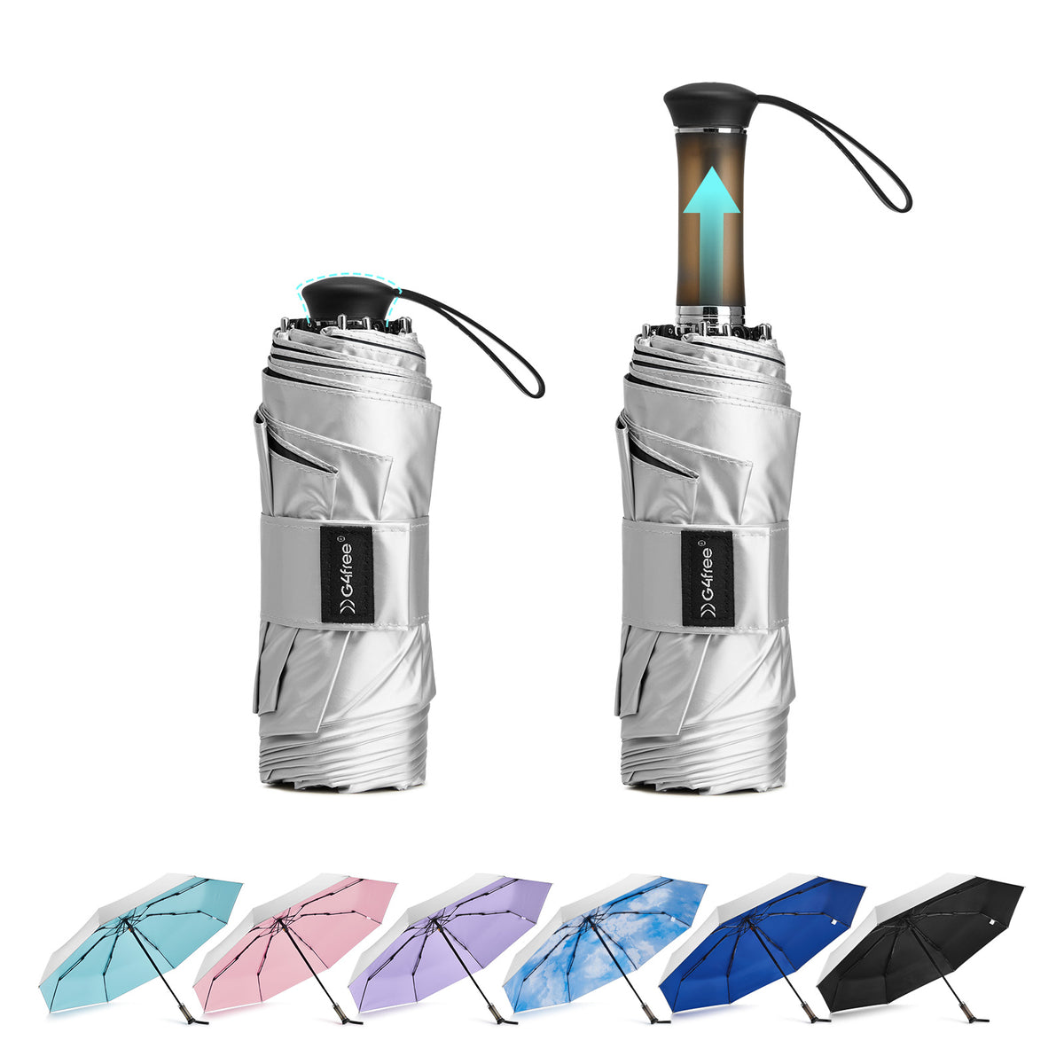 G4Free - G4Free Mini Travel Umbrella with Retractable Handle – UPF 50+ for Sun & Rain -TN26A621A-TN26A621B-TN26A621C-TN26A621D-TN26A621E