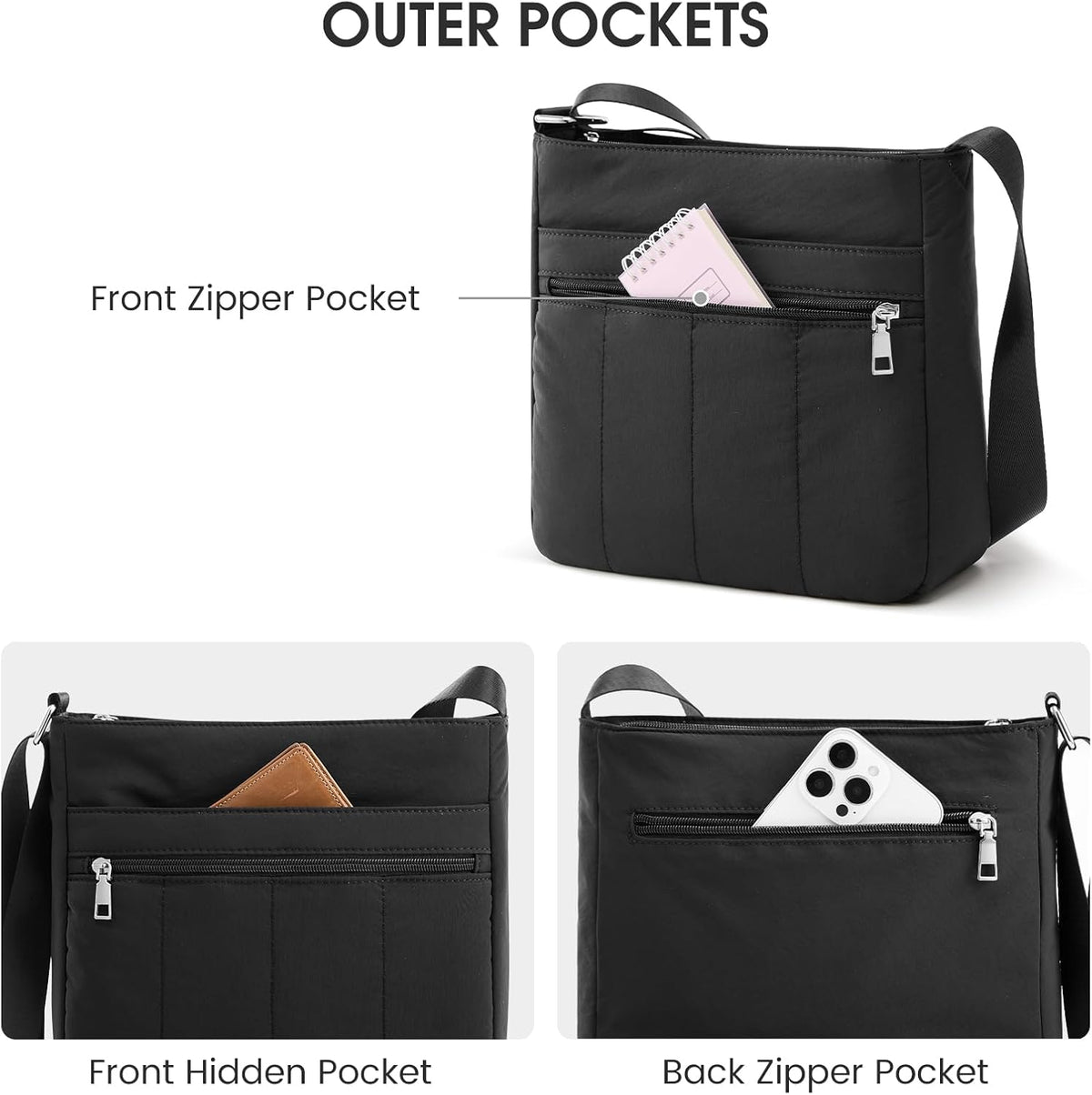 G4Free - G4Free Nylon Crossbody Bags, Lightweight Casual Quilted Shoulder Handbags -TN25B550B-TN25B550A-TN25B550C