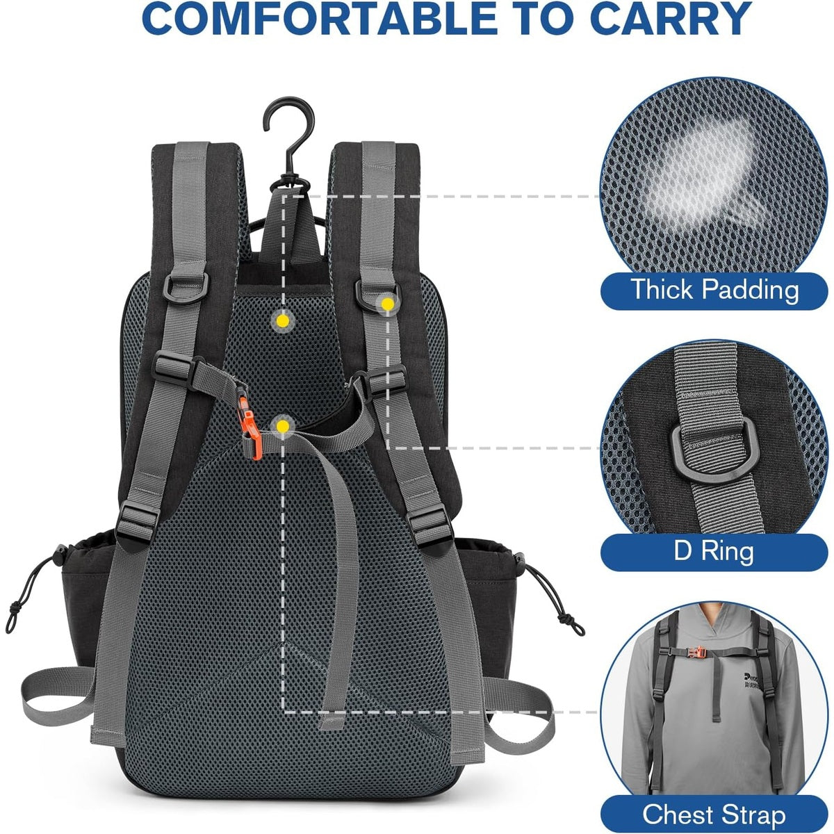 G4Free - G4Free Pickleball Backpack Fits 2 to 6 Paddles, Large Pickleball Bag with Fence Hook -TN25B496A-TN25B496B