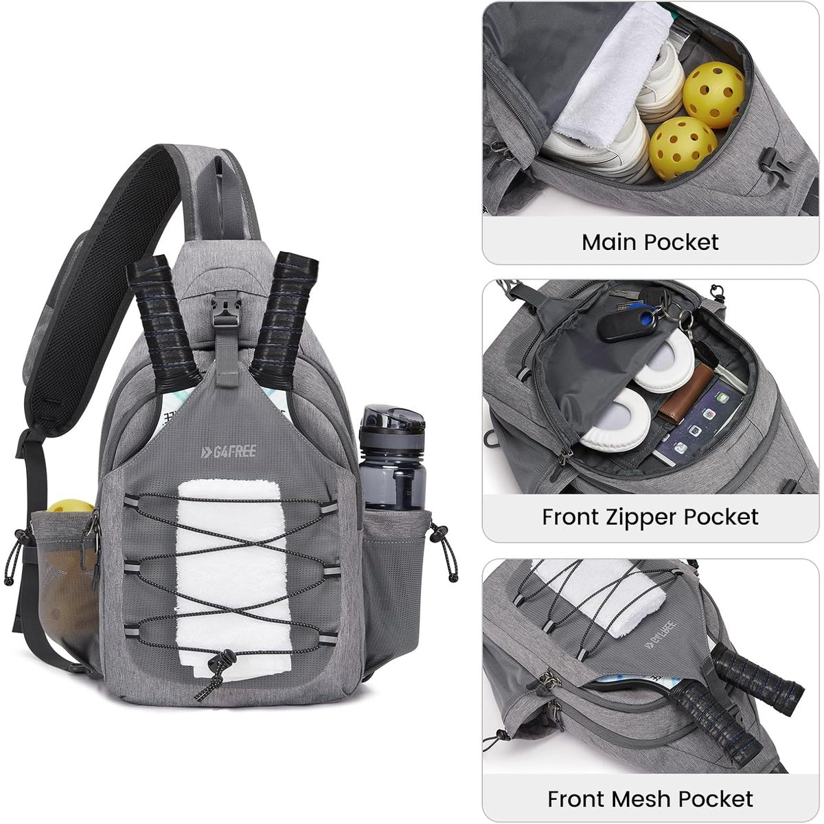 G4Free - G4Free Pickleball Bag, Crossbody Sling Bag, Pickleball Backpack, Pickle Ball Paddle Bag Gifts for Sports -TN23B269D-TN24B387C-TN23B269E-TN24B387A-TN23B269B