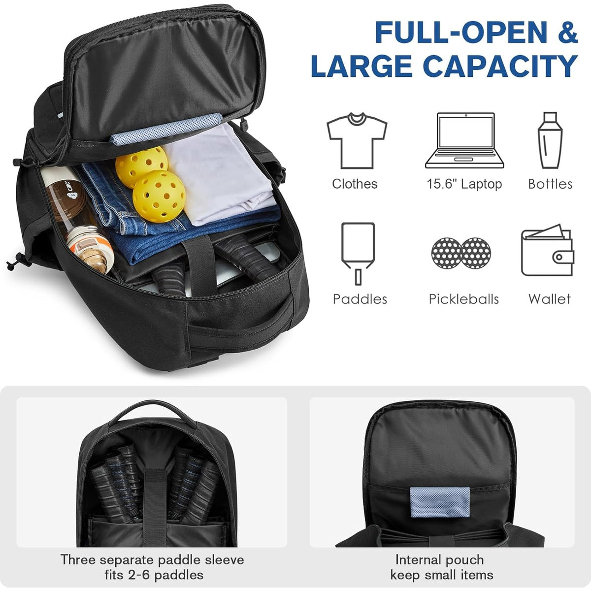 G4Free - G4Free Pickleball Bag Fits 2 to 6 Paddles with Fence Hook -TN25B491C-TN25B491B-TN25B491A