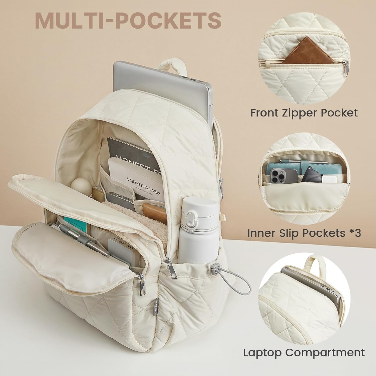 G4Free - G4Free Puffer Quilted with Anti-theft Buckle Backpack -TN25B585B-TN25B585A-TN25B585C