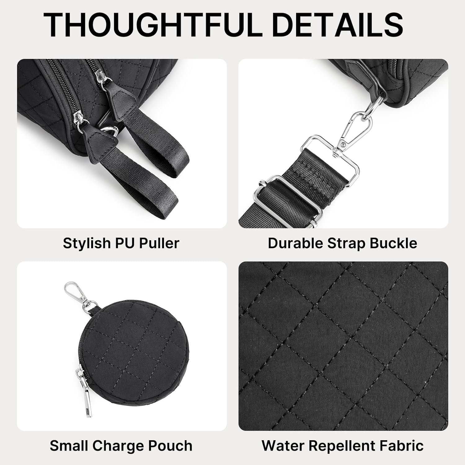 G4Free - G4Free Quilted Bum Bag Crossbody Bags, Spacious Nylon Cross Body Bag with Removable Pouch -TN25B574B-TN25B574C-TN25B574A