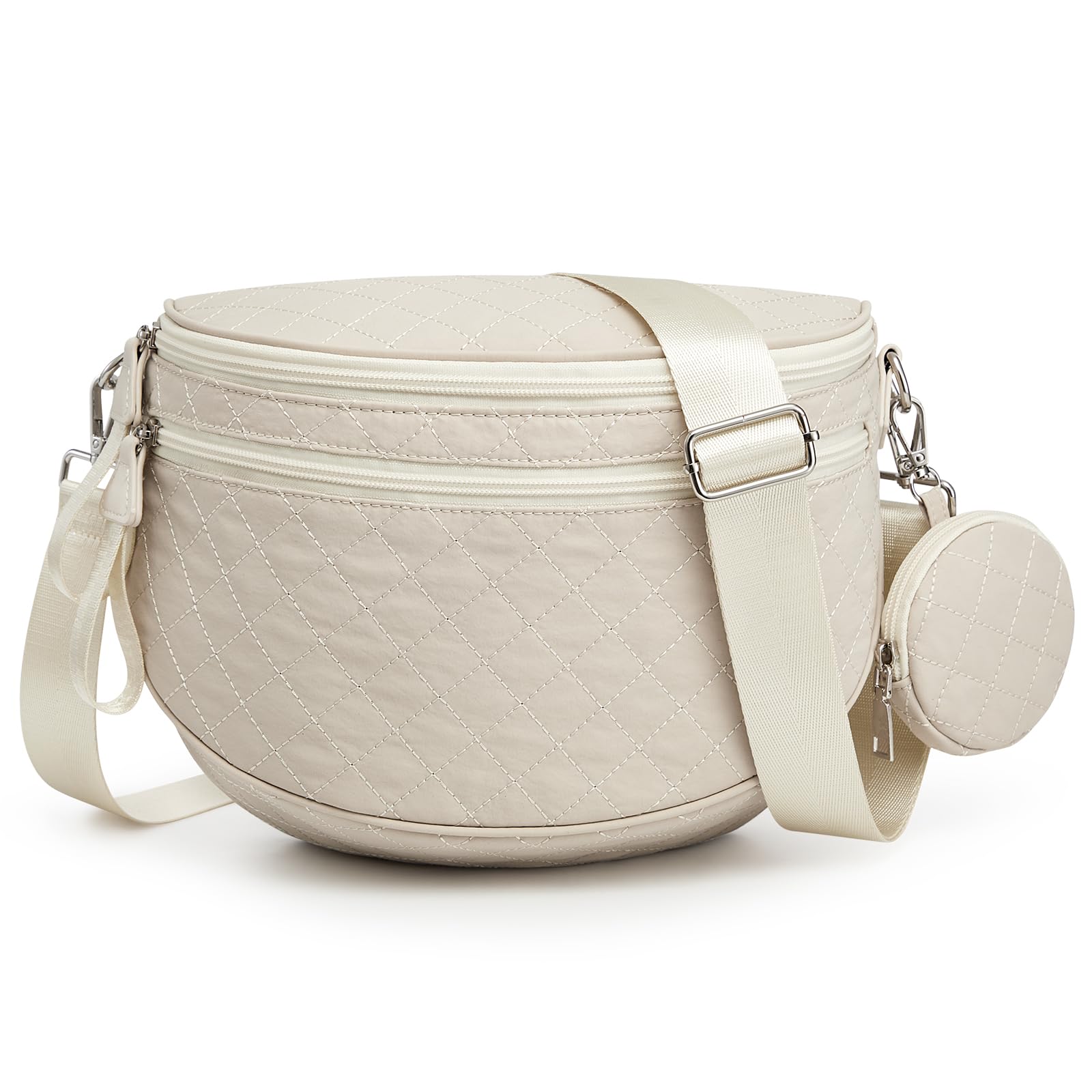 G4Free - G4Free Quilted Bum Bag Crossbody Bags, Spacious Nylon Cross Body Bag with Removable Pouch -TN25B574B-TN25B574C-TN25B574A