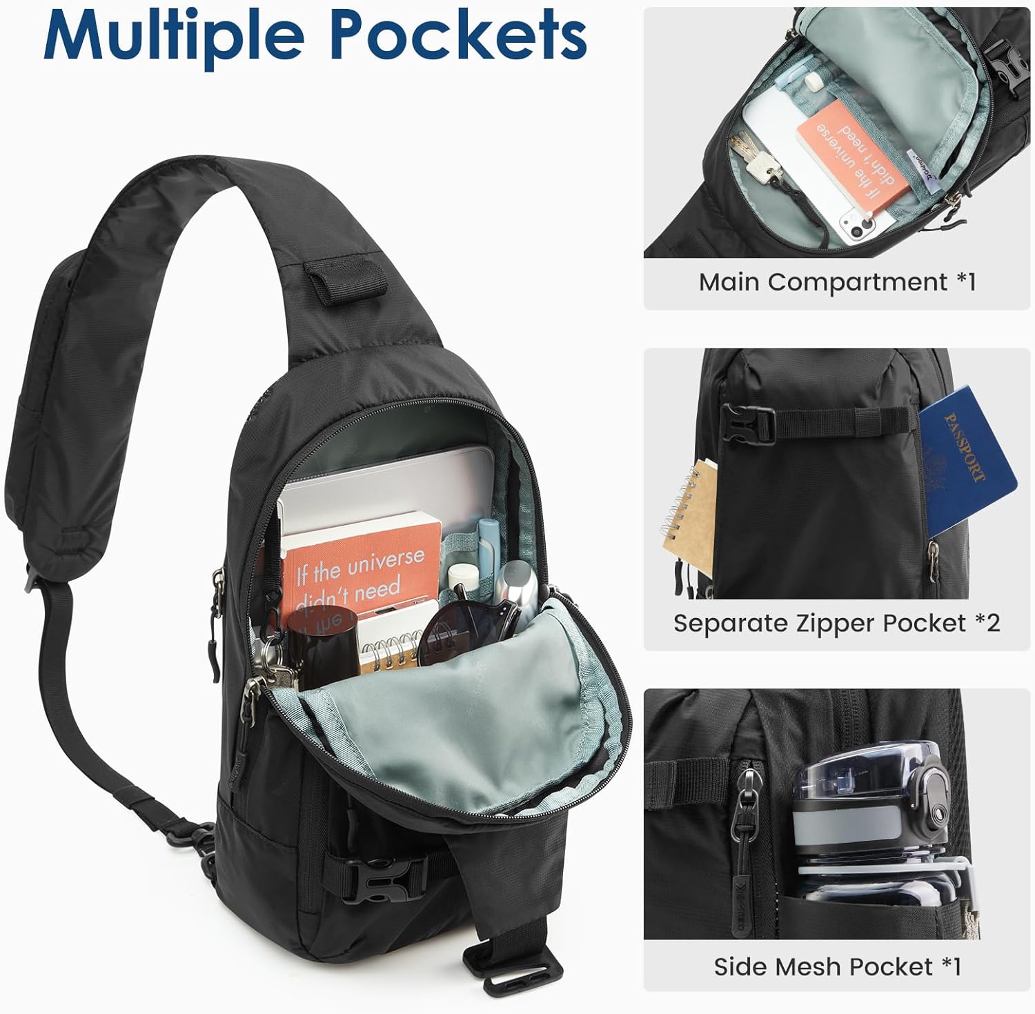 G4Free - G4Free Recycled Sling Bag for Men Travel Anti-Theft Crossbody with RFID Blocking -TN25B548A-TN25B548B-TN25B548C