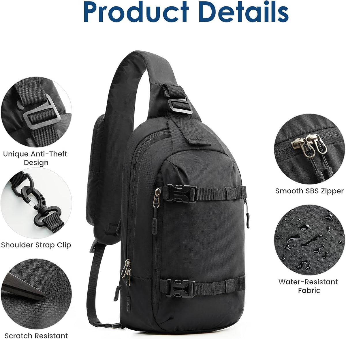 G4Free - G4Free Recycled Sling Bag for Men Travel Anti-Theft Crossbody with RFID Blocking -TN25B548A-TN25B548B-TN25B548C