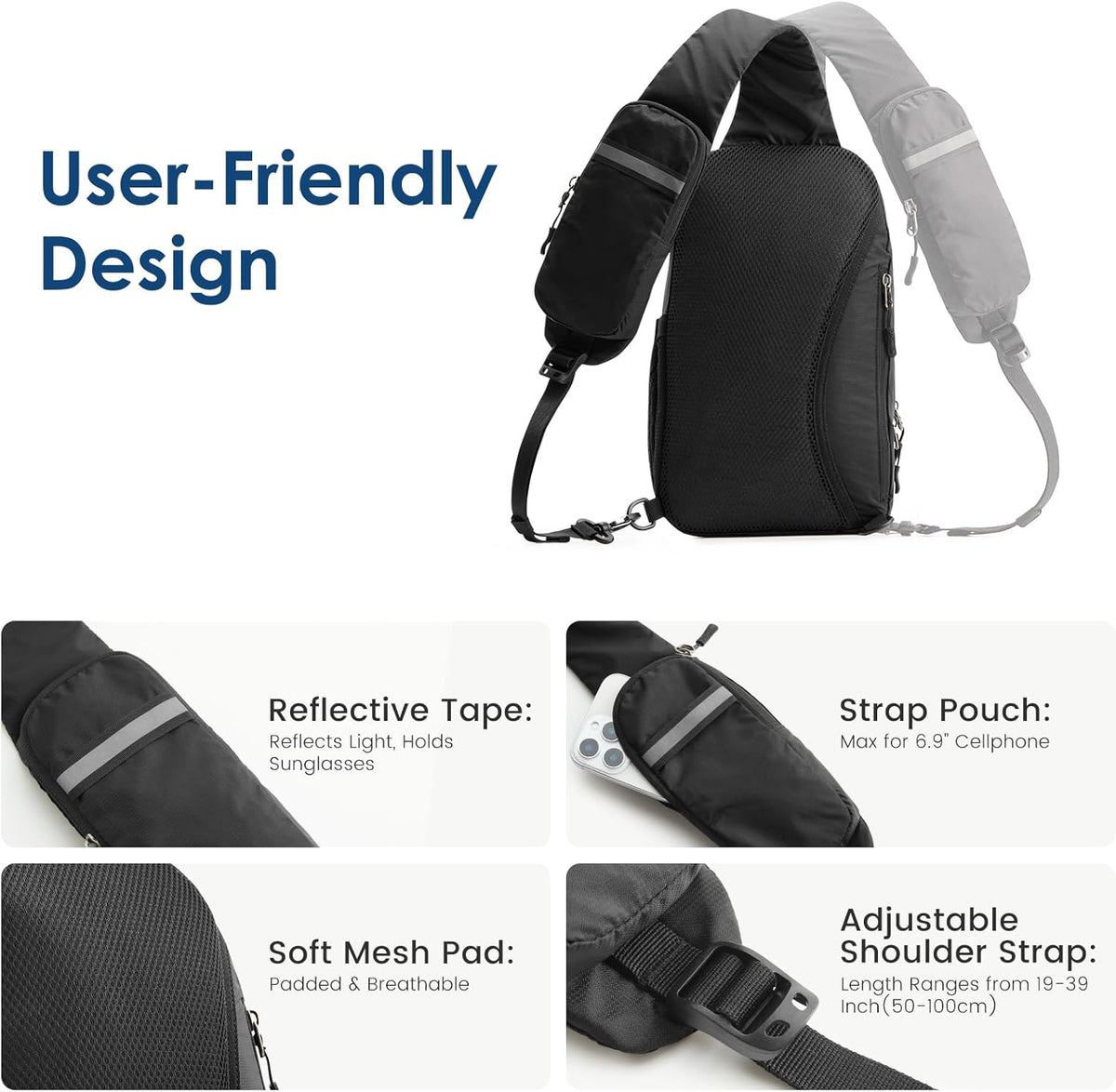 G4Free - G4Free Recycled Sling Bag for Men Travel Anti-Theft Crossbody with RFID Blocking -TN25B548A-TN25B548B-TN25B548C