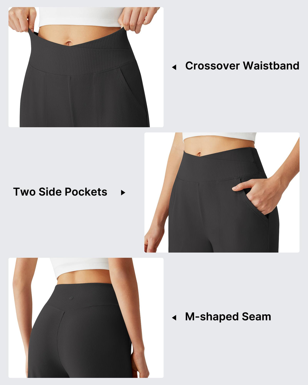 G4Free - G4Free Ribbed 29" Inseam V Waistband Ankle Pants with Pockets -GF26J780A001A-S-GF26J780A001B-M-GF26J780A001C-L-GF26J780A001D-XL-GF26J780A001E-XXL