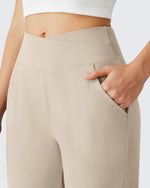 G4Free - G4Free Ribbed 29" Inseam V Waistband Ankle Pants with Pockets -GF26J780A001A-S-GF26J780A001B-M-GF26J780A001C-L-GF26J780A001D-XL-GF26J780A001E-XXL