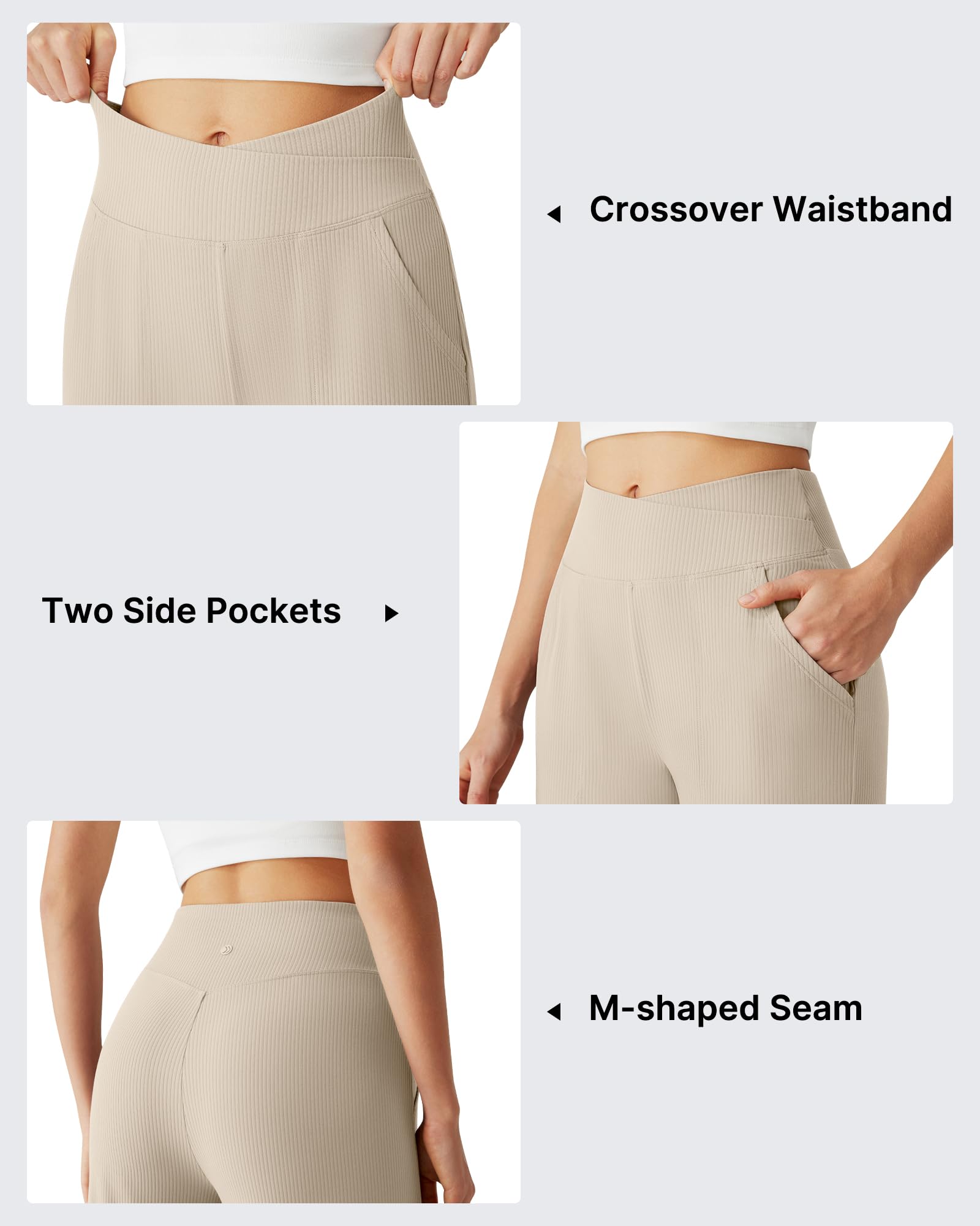 G4Free - G4Free Ribbed 29" Inseam V Waistband Ankle Pants with Pockets -GF26J780A001A-S-GF26J780A001B-M-GF26J780A001C-L-GF26J780A001D-XL-GF26J780A001E-XXL