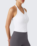 G4Free - G4Free Ribbed Backless Halter Crop Cami -GF26L983A001F-XS-GF26L983A001A-S-GF26L983A001B-M-GF26L983A001C-L-GF26L983A001D-XL