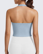 G4Free - G4Free Ribbed Backless Halter Crop Cami -GF26L983A001F-XS-GF26L983A001A-S-GF26L983A001B-M-GF26L983A001C-L-GF26L983A001D-XL
