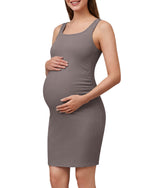 G4Free - G4Free Ribbed Square Neck Midi Maternity Tank Dress -GF26VY980A001A-S-GF26VY980A001B-M-GF26VY980A001C-L-GF26VY980A001D-XL-GF26VY980A001E-XXL