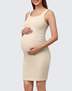 G4Free - G4Free Ribbed Square Neck Midi Maternity Tank Dress -GF26VY980A001A-S-GF26VY980A001B-M-GF26VY980A001C-L-GF26VY980A001D-XL-GF26VY980A001E-XXL