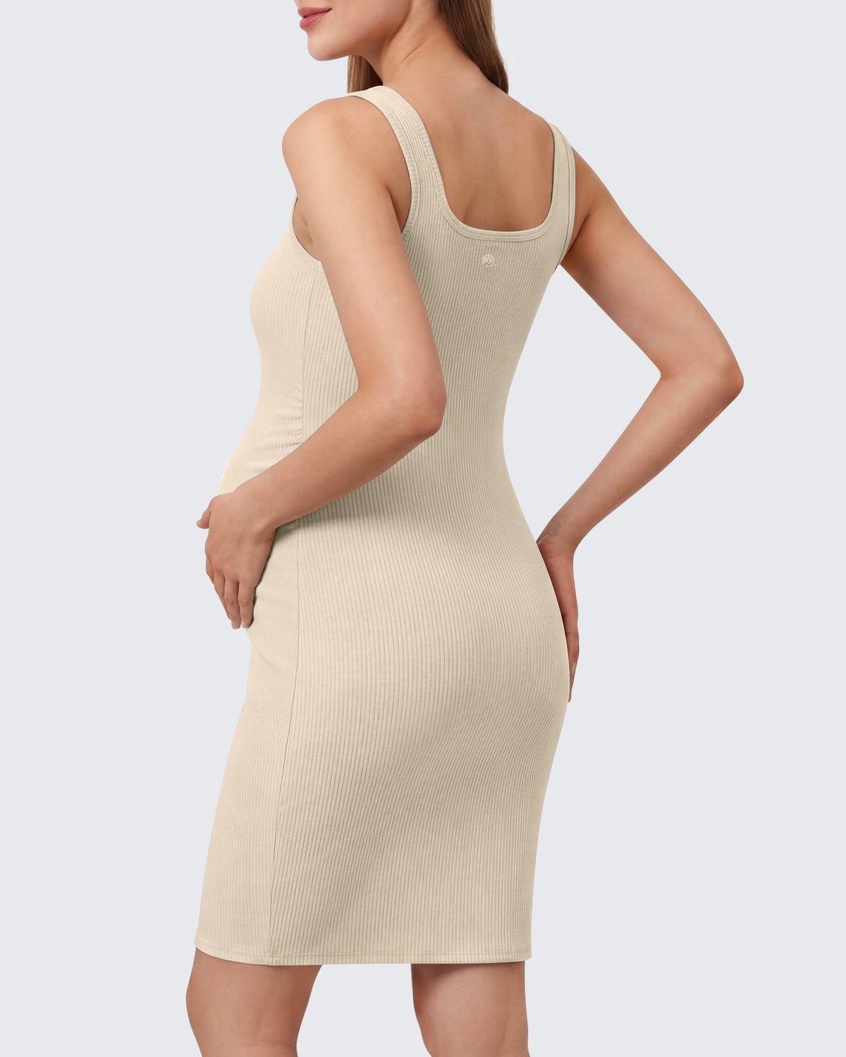 G4Free - G4Free Ribbed Square Neck Midi Maternity Tank Dress -GF26VY980A001A-S-GF26VY980A001B-M-GF26VY980A001C-L-GF26VY980A001D-XL-GF26VY980A001E-XXL