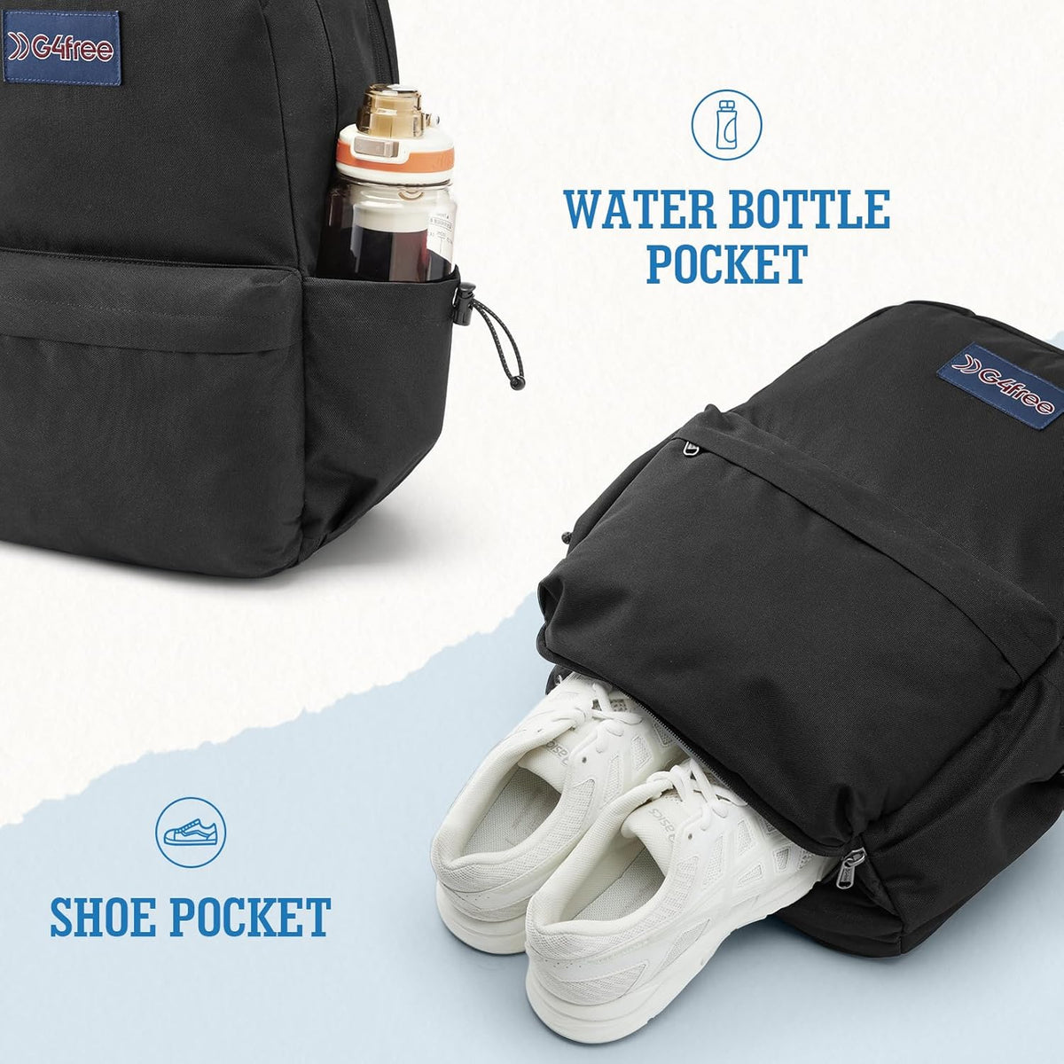 G4Free - G4Free School Backpack, Lightweight Bookbag with Laptop Compartment, Multiple Pockets Backpack -TN25B523A-TN25B523C-TN25B523B