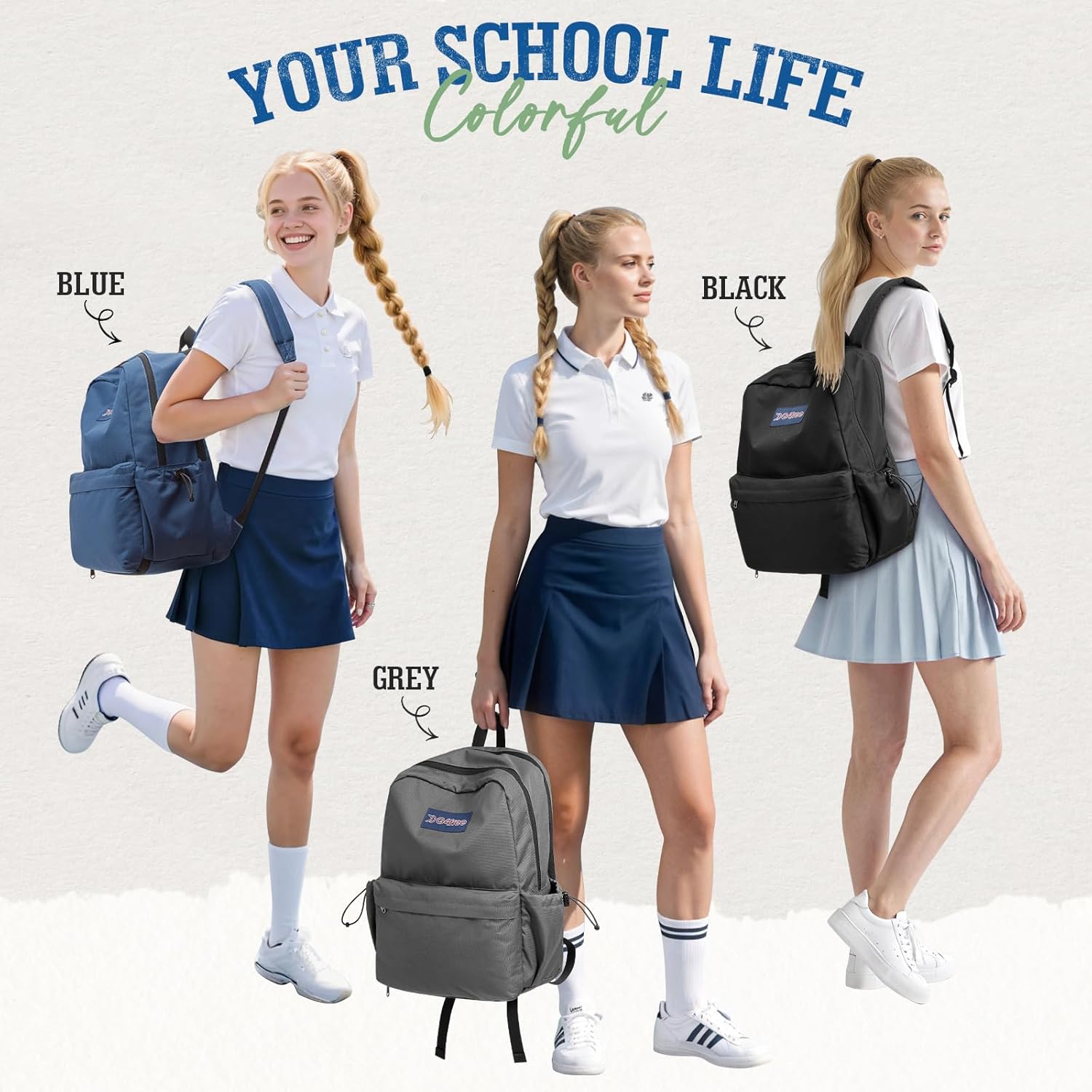 G4Free - G4Free School Backpack, Lightweight Bookbag with Laptop Compartment, Multiple Pockets Backpack -TN25B523A-TN25B523C-TN25B523B