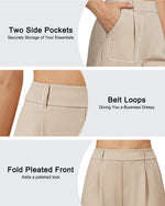 G4Free - G4Free ShiftReady 5" High Waisted Pleated Trouser Shorts with Pockets -GF26E1004LJA001A-S-GF26E1004LJA001B-M-GF26E1004LJA001C-L-GF26E1004LJA001D-XL-GF26E1004LJA001E-XXL