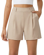 G4Free - G4Free ShiftReady 5" High Waisted Pleated Trouser Shorts with Pockets -GF26E1004LJA001A-S-GF26E1004LJA001B-M-GF26E1004LJA001C-L-GF26E1004LJA001D-XL-GF26E1004LJA001E-XXL