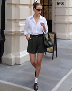G4Free - G4Free ShiftReady 5" High Waisted Pleated Trouser Shorts with Pockets -GF26E1004LJA001A-S-GF26E1004LJA001B-M-GF26E1004LJA001C-L-GF26E1004LJA001D-XL-GF26E1004LJA001E-XXL