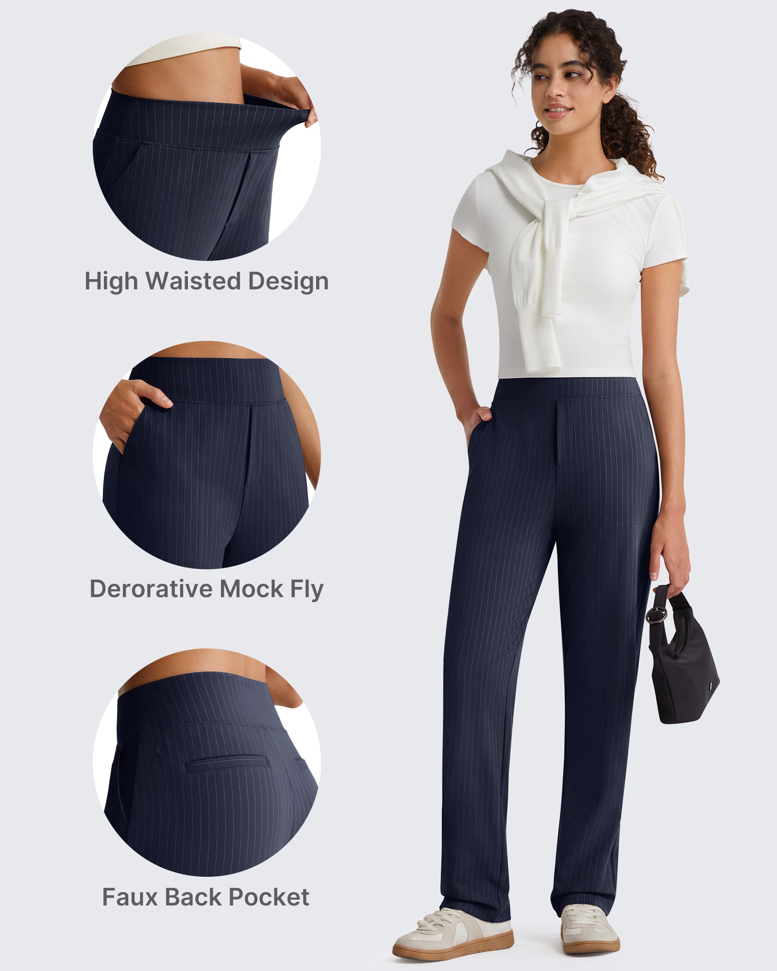 G4Free - G4Free ShiftReady Pinstripe Work Pants with Pockets Straight Leg -GF26D987LJA001A-S-GF26D987LJA001B-M-GF26D987LJA001C-L-GF26D987LJA001D-XL-GF26D987LJA001E-XXL