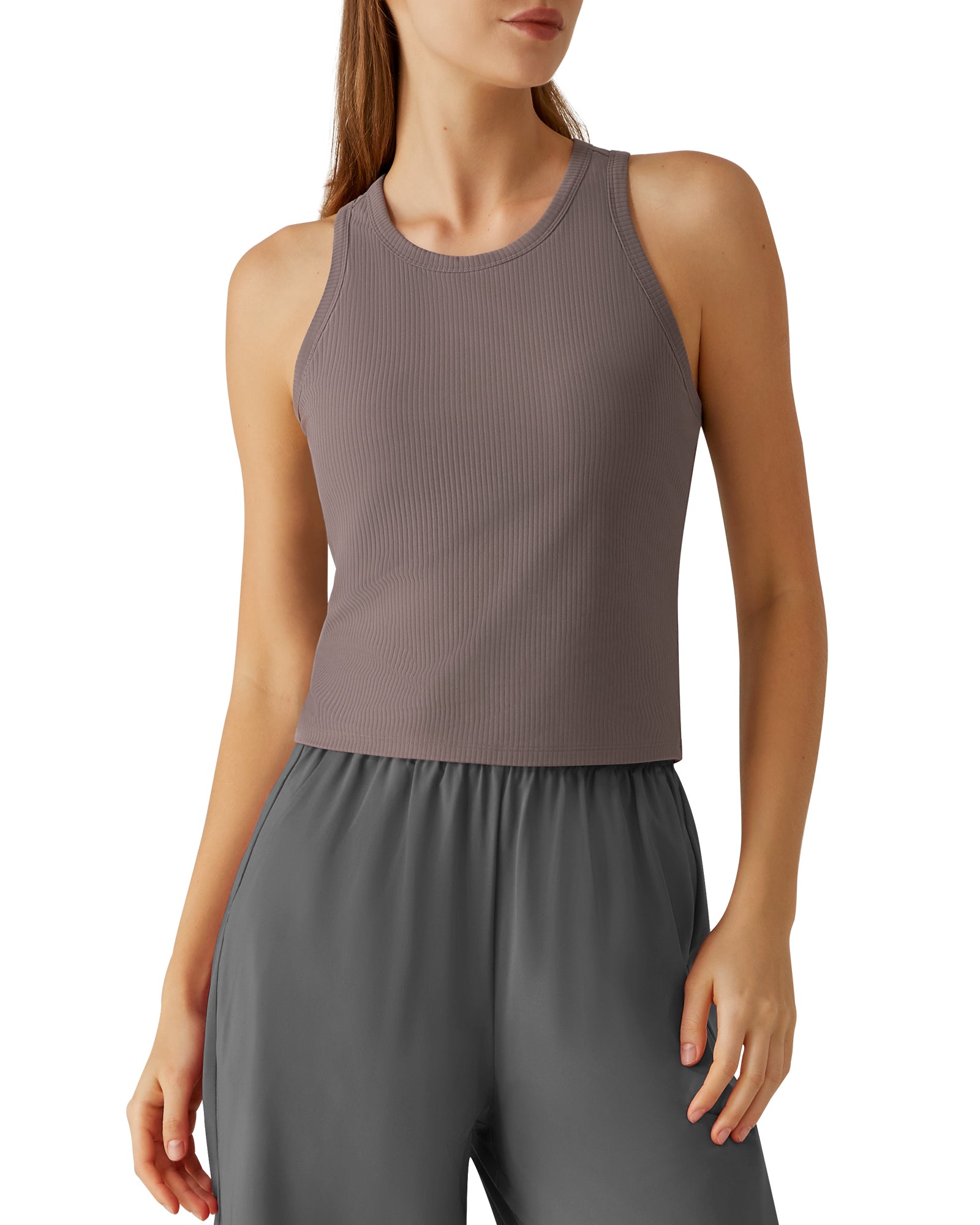 G4Free - G4Free Slim Fit Racerback Ribbed Tank -GF26L823A001F-XS