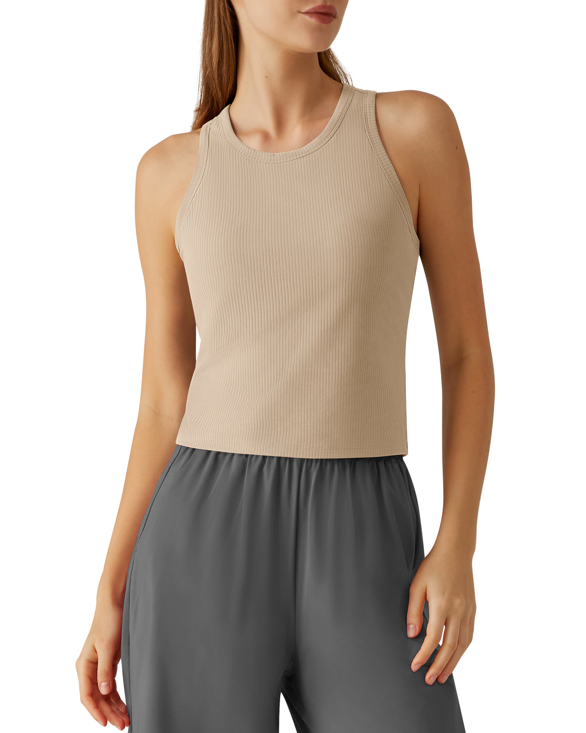 G4Free - G4Free Slim Fit Racerback Ribbed Tank -GF26L823A001F-XS