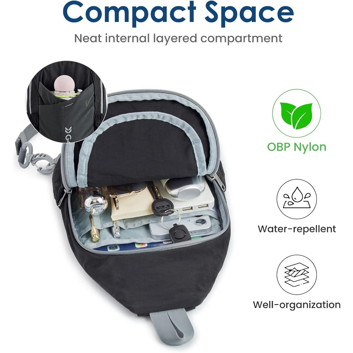 G4Free - G4Free Sling Bag Casual Chest Shoulder Handbag Crossbody Backpack -TN24B457B-TN24B457A