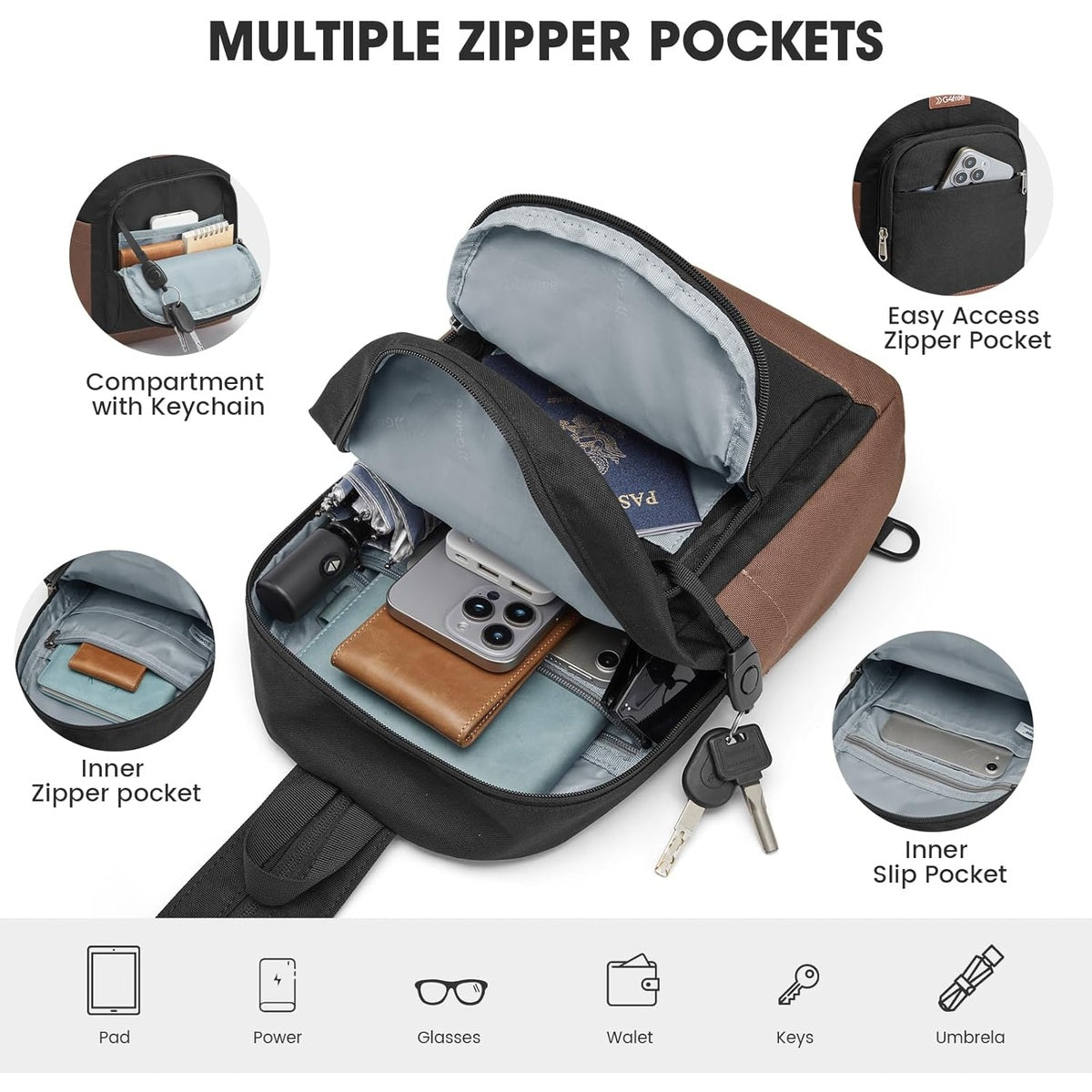 G4Free - G4Free Sling Bag Crossbody Backpack Small Convertible Crossbody Bag -TN25B565B-TN25B565C-TN25B565A