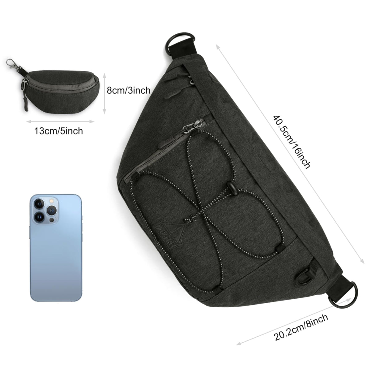 G4Free - G4Free Sling Bag RFID Blocking Over Shoulder Belt Bag -TN23B200A-TN23B200C-TN23B200B