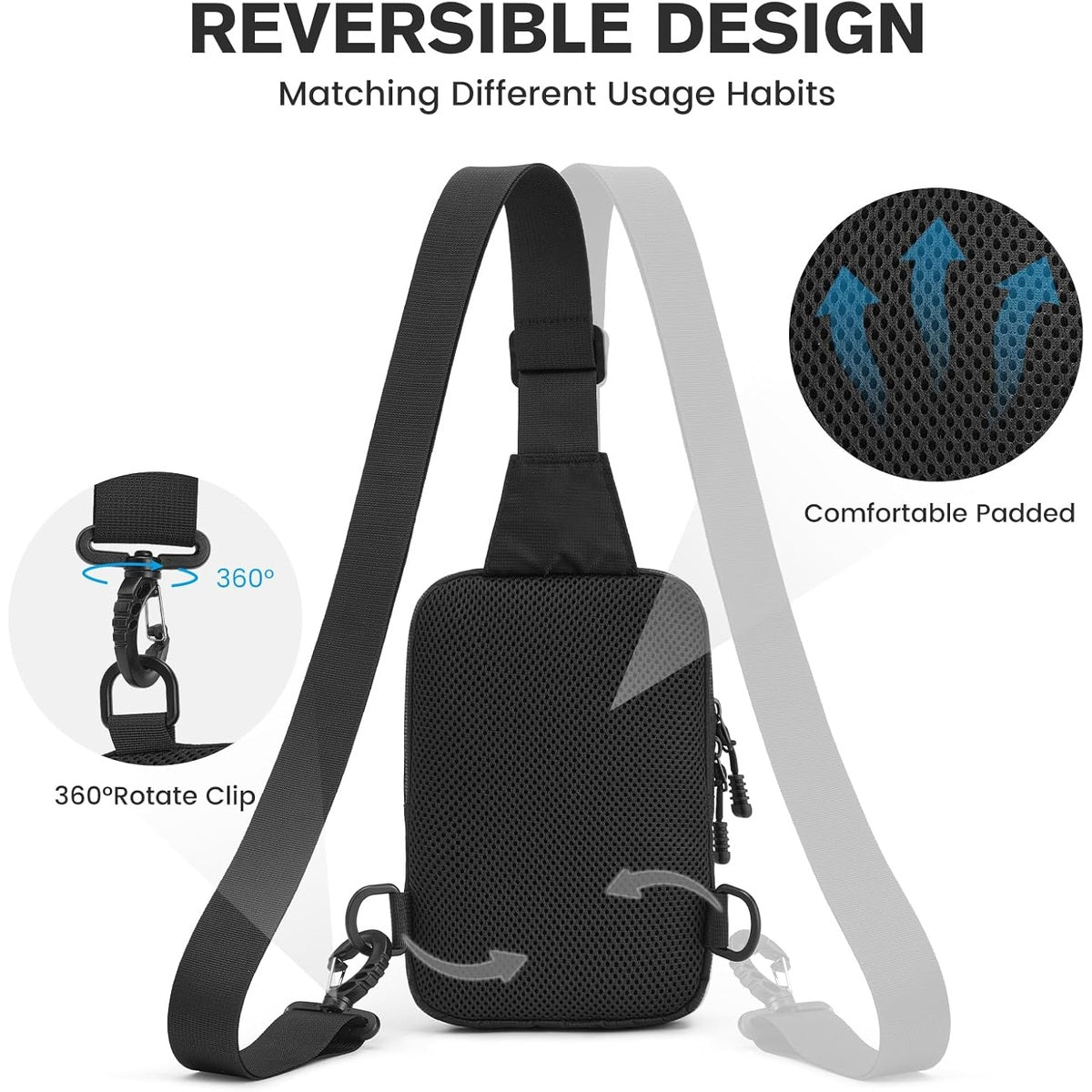 G4Free - G4Free Small Crossbody Sling Bag, Mini Tactical Chest Bag Waterproof EDC Shoulder Bag -TN25B508A-TN25B508B