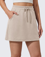 G4Free - G4Free Smoofit 16" Modal Soft A Line Sweat Skirt Elastic Drawstring with Pockets -GF26S966A001A-S-GF26S966A001B-M-GF26S966A001C-L-GF26S966A001D-XL-GF26S966A001F-XS