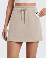 G4Free - G4Free Smoofit 16" Modal Soft A Line Sweat Skirt Elastic Drawstring with Pockets -GF26S966A001A-S-GF26S966A001B-M-GF26S966A001C-L-GF26S966A001D-XL-GF26S966A001F-XS