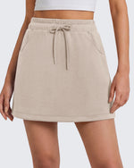 G4Free - G4Free Smoofit 16" Modal Soft A Line Sweat Skirt Elastic Drawstring with Pockets -GF26S966A001A-S-GF26S966A001B-M-GF26S966A001C-L-GF26S966A001D-XL-GF26S966A001F-XS