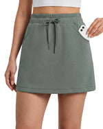 G4Free - G4Free Smoofit 16" Modal Soft A Line Sweat Skirt Elastic Drawstring with Pockets -GF26S966A001A-S-GF26S966A001B-M-GF26S966A001C-L-GF26S966A001D-XL-GF26S966A001F-XS