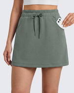 G4Free - G4Free Smoofit 16" Modal Soft A Line Sweat Skirt Elastic Drawstring with Pockets -GF26S966A001A-S-GF26S966A001B-M-GF26S966A001C-L-GF26S966A001D-XL-GF26S966A001F-XS