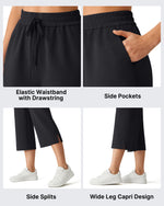 G4Free - G4Free Smoofit Drawstring Wide Leg Capri Pants with Pockets -GF26J907A001A-S-GF26J907A001B-M-GF26J907A001C-L-GF26J907A001D-XL-GF26J907A001E-XXL