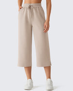 G4Free - G4Free Smoofit Drawstring Wide Leg Capri Pants with Pockets -GF26J907A001A-S-GF26J907A001B-M-GF26J907A001C-L-GF26J907A001D-XL-GF26J907A001E-XXL
