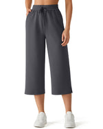 G4Free - G4Free Smoofit Drawstring Wide Leg Capri Pants with Pockets -GF26J907A001A-S-GF26J907A001B-M-GF26J907A001C-L-GF26J907A001D-XL-GF26J907A001E-XXL